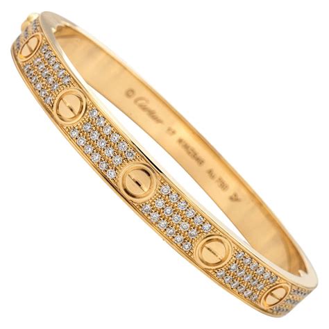 cartier bangle with diamonds|cartier 750 bracelet with diamonds.